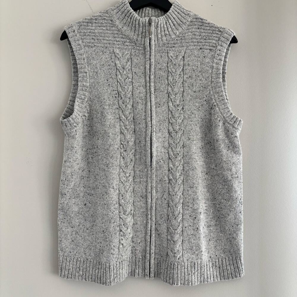 Y2K Christopher & Banks Knit Sweater Vest Size Large Zip Up Gray
